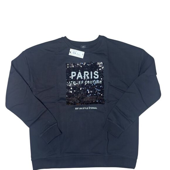 NWT River Island Paris sequined crew sweatshirt size Small - Picture 2 of 8